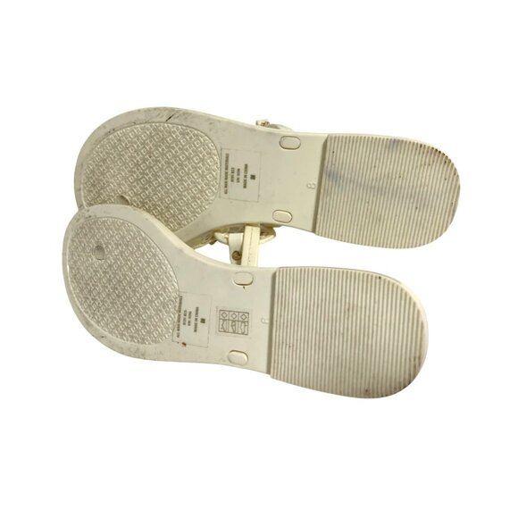 Tory Burch Womens Size 8 Flat Flip Flop Sandals Thongs Plastic 9296 Off WHite 01 - Picture 4 of 6
